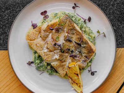 Судак-гриль со шпинатом